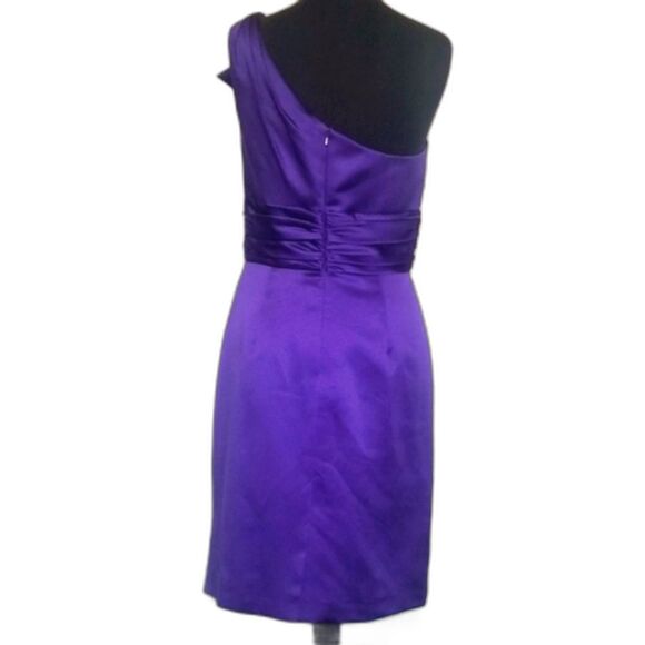 Davids Bridal Elegant One Shoulder Purple Midi Dress, NWOT, Size 8 - Picture 7 of 9